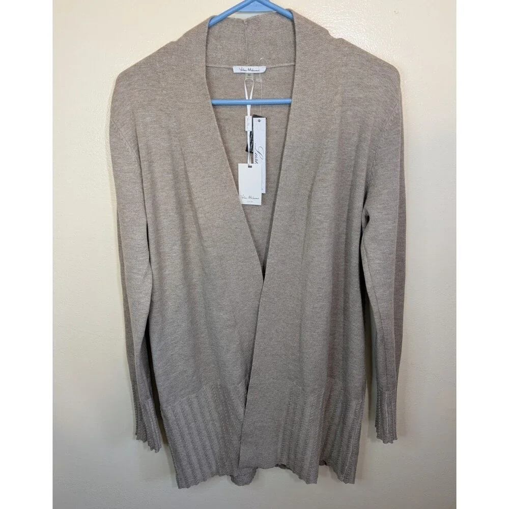Vila Milano Womens Cardigan Sweater Open Front Knit Heather Mocha Medium